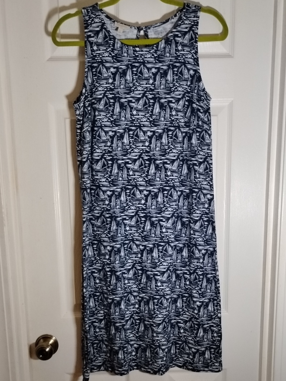 Tank Dress Nautical Sailboat Print Cotton Knit Talbots